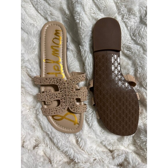 Sam Edelman Beige Embellished Slide Sandals - Picture 5 of 6